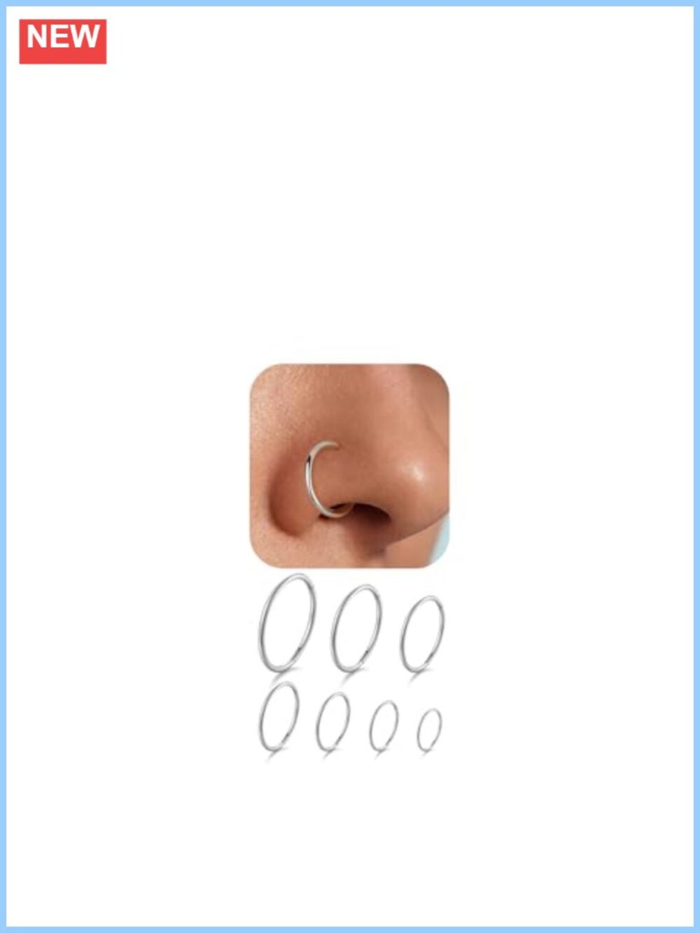 Titanium Nose Ring Hoop Earrings Set 7 Sizes Hypoallergenic